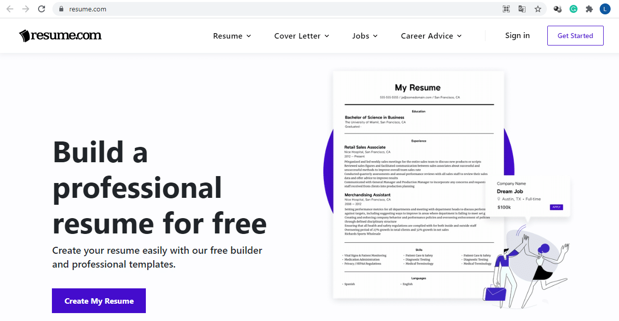 resume.com website