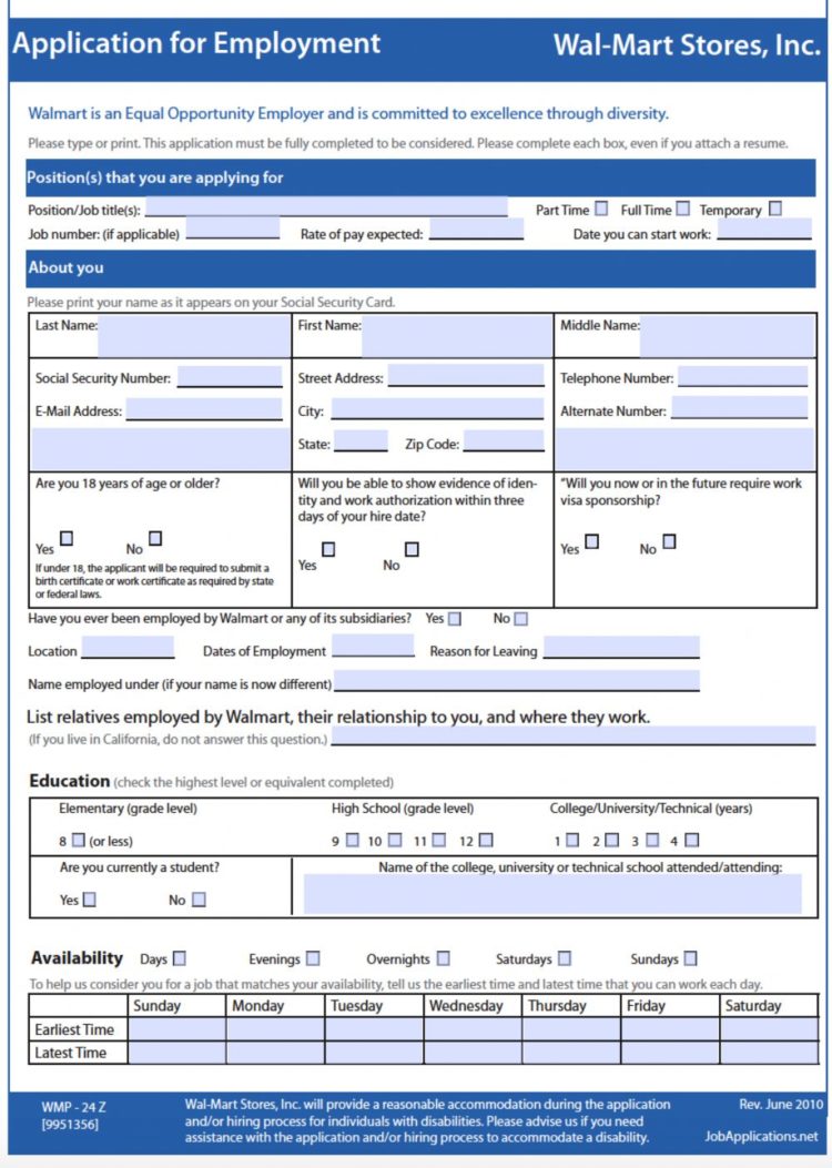 Walmart Job Application Information   Walmart Job Application Information 750x1053 