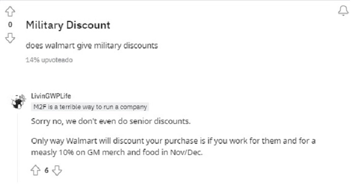 military discount walmart