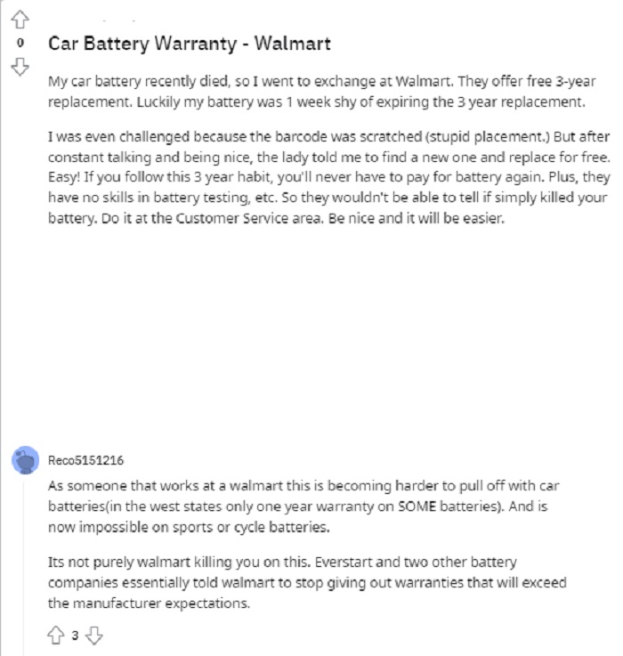 walmart battery warranty
