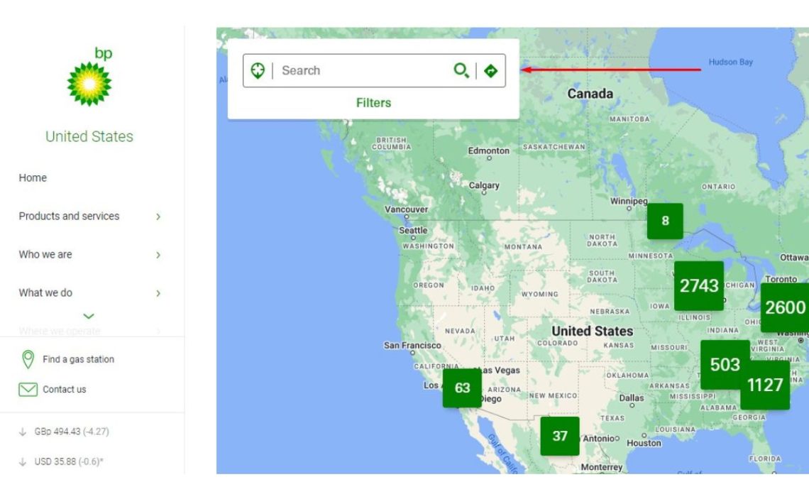 BP Gas filling stations near me in United States