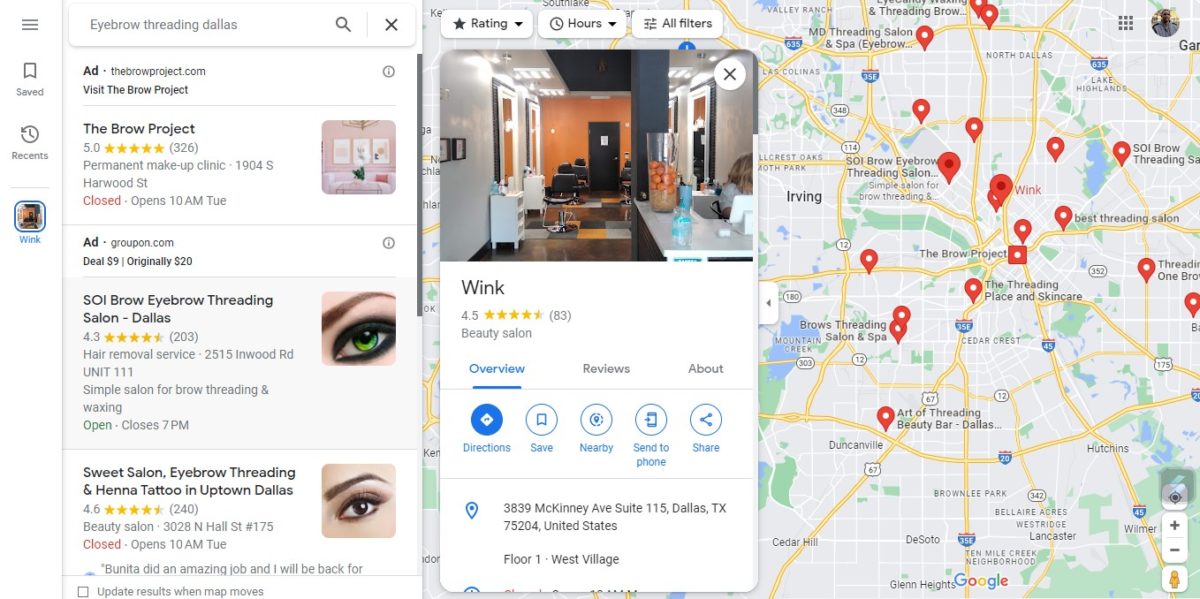 How to locate the best Eyebrow threading - Google Maps