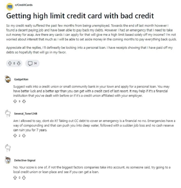 bad credit card $1000