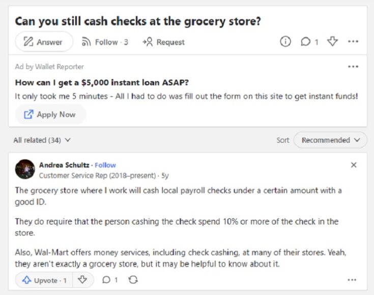 What are the Check Cashing Grocery Stores?