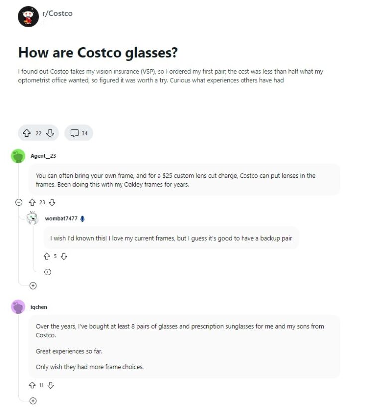 reviews optical costco