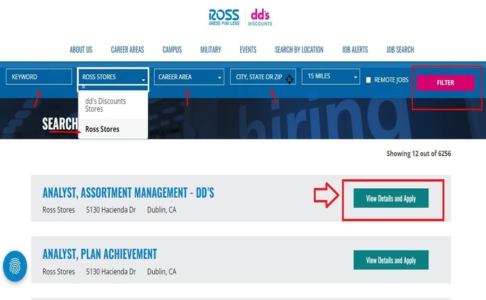 Ross Careers Application in person