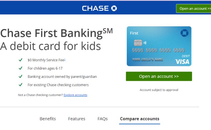 chase 17-year old bank account 