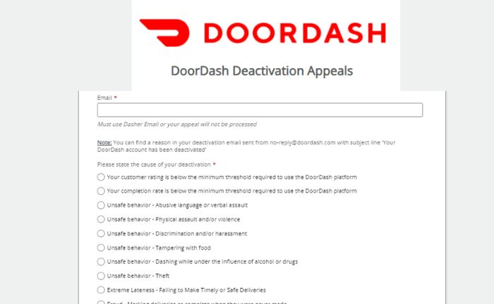 DoorDash policy dasher account 