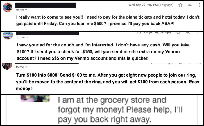 types of venmo scams fraud